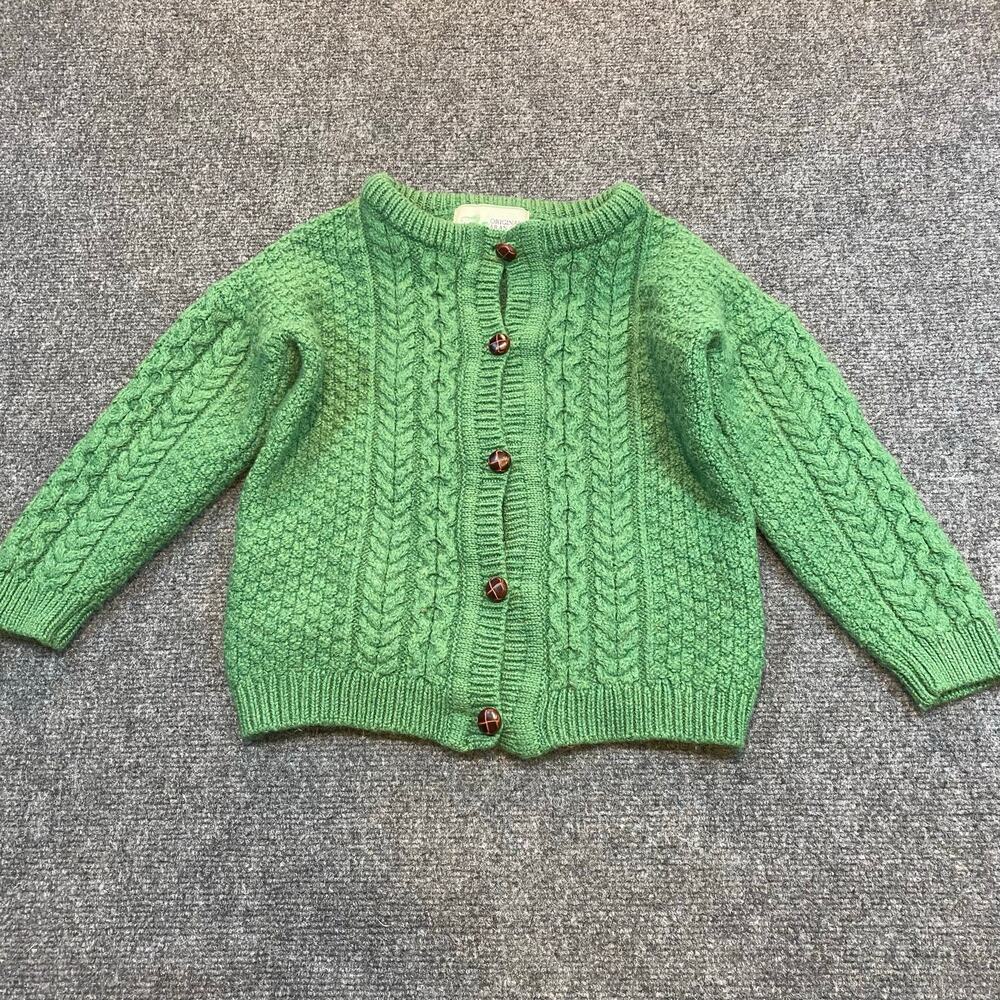 Original Aran Co Kids 9-10 100% New Merino Wool Button Down Cable Knit Cardigan